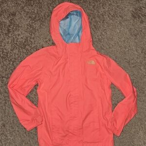 Girls Coral Pink and Yellow North Face Jacket